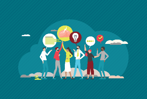 Employees having creative brainstorming sessions
